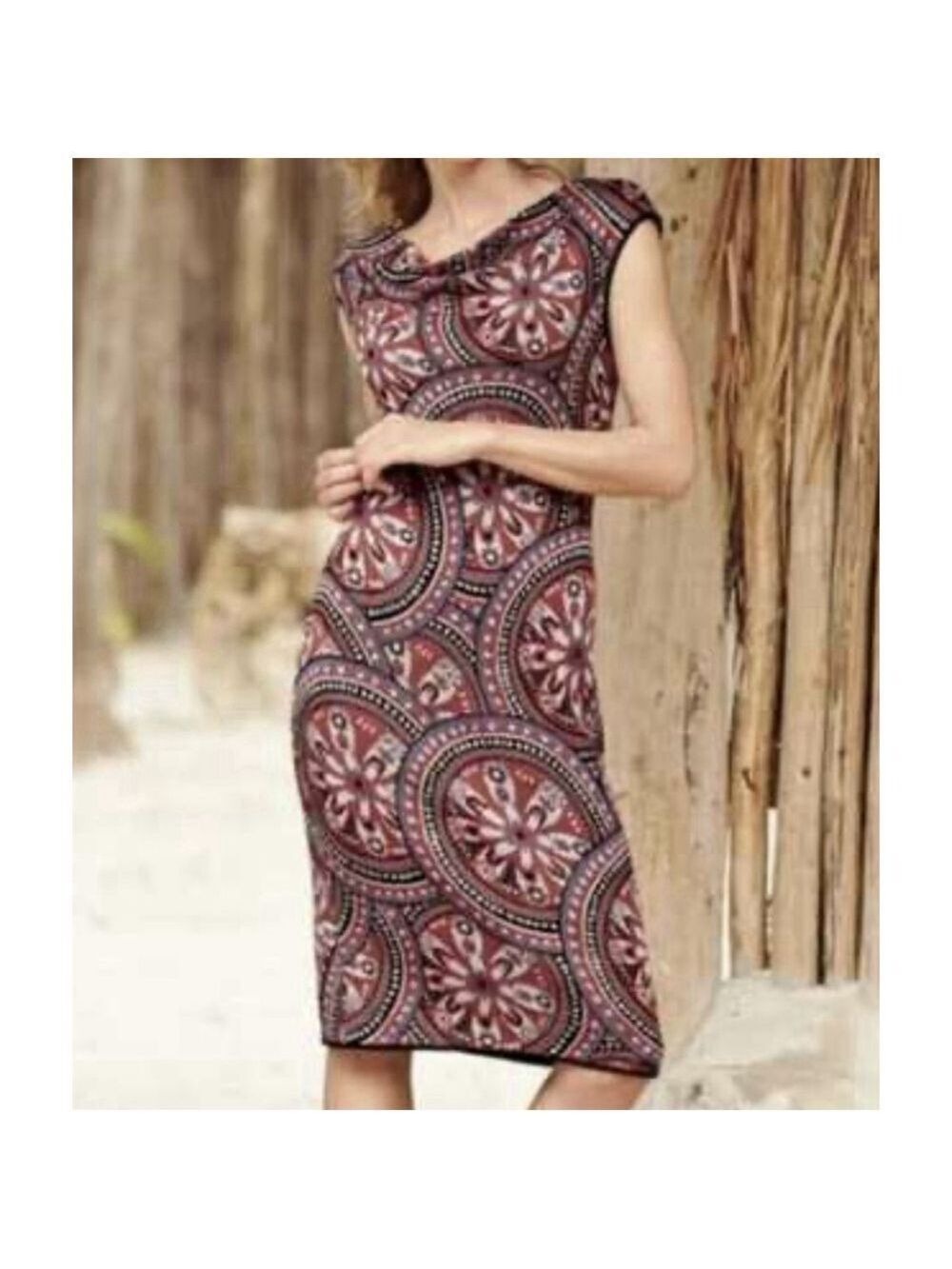 Peruvian Connection Allegra Knit Midi Dress MED Floral Pima Cotton Peru Boho
